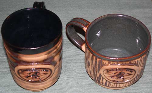 Interior of Hemlock Pete's handcrafted pottery mugs Interior of Hemlock Pete's handcrafted pottery mugs